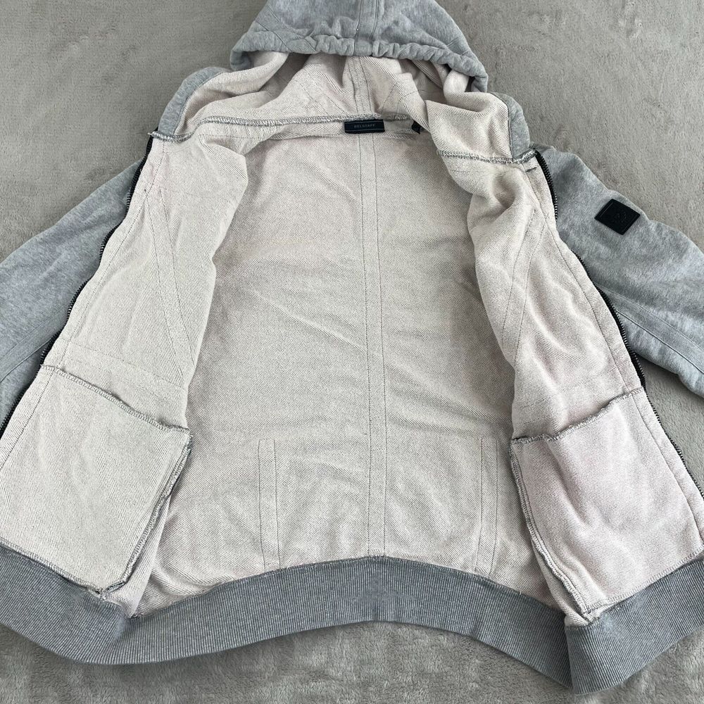 Belstaff England Biker Hoodie Men 2xl Grey French Terry Full Zip Pockets View 5